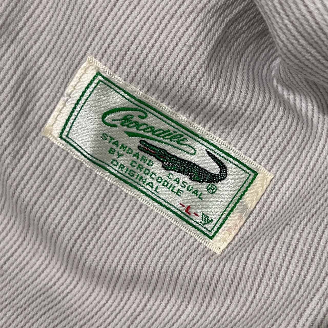 リネン混 Crocodile クロコダイル コットン シャツ ジャケット L/ライトグレー メンズ ビンテージ