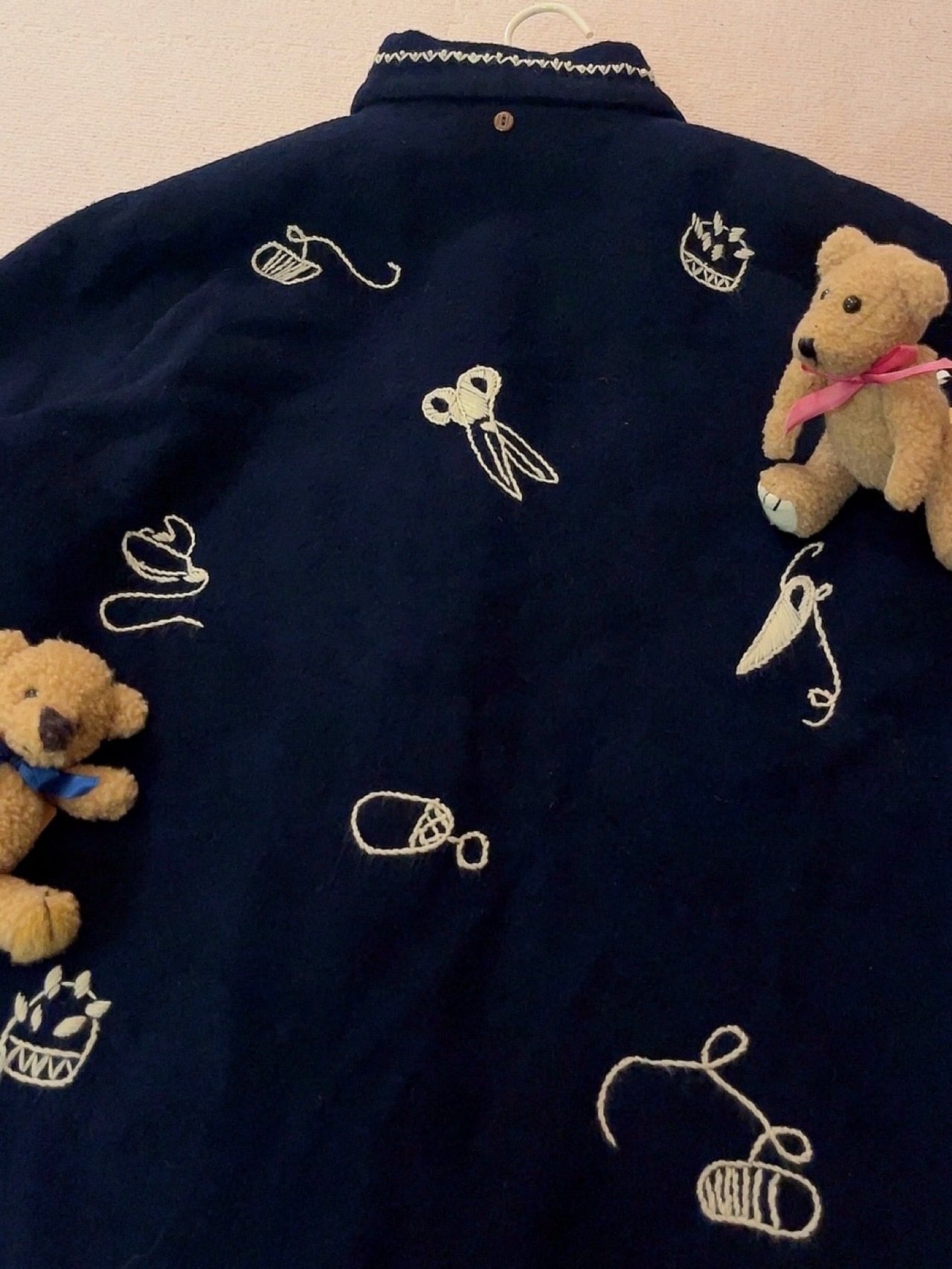 sewing kit embroidery navy coat