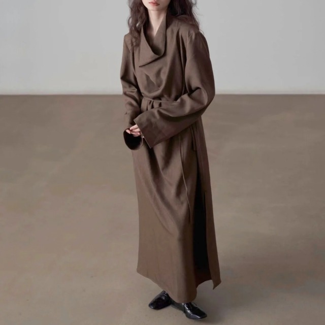 Drape wrap long one-piece【2color】 C1484