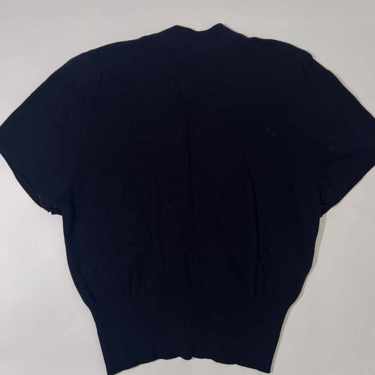 90s スコットランド製 JAEGER イエーガー 半袖 ウール ニット カーディガン 38 97cm/ネイビー レディース