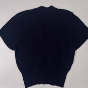 90s スコットランド製 JAEGER イエーガー 半袖 ウール ニット カーディガン 38 97cm/ネイビー レディース