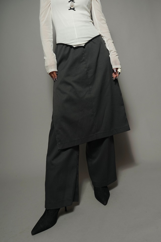 SKIRT LAYERED PANTS  (GRAY) 2404-93-202