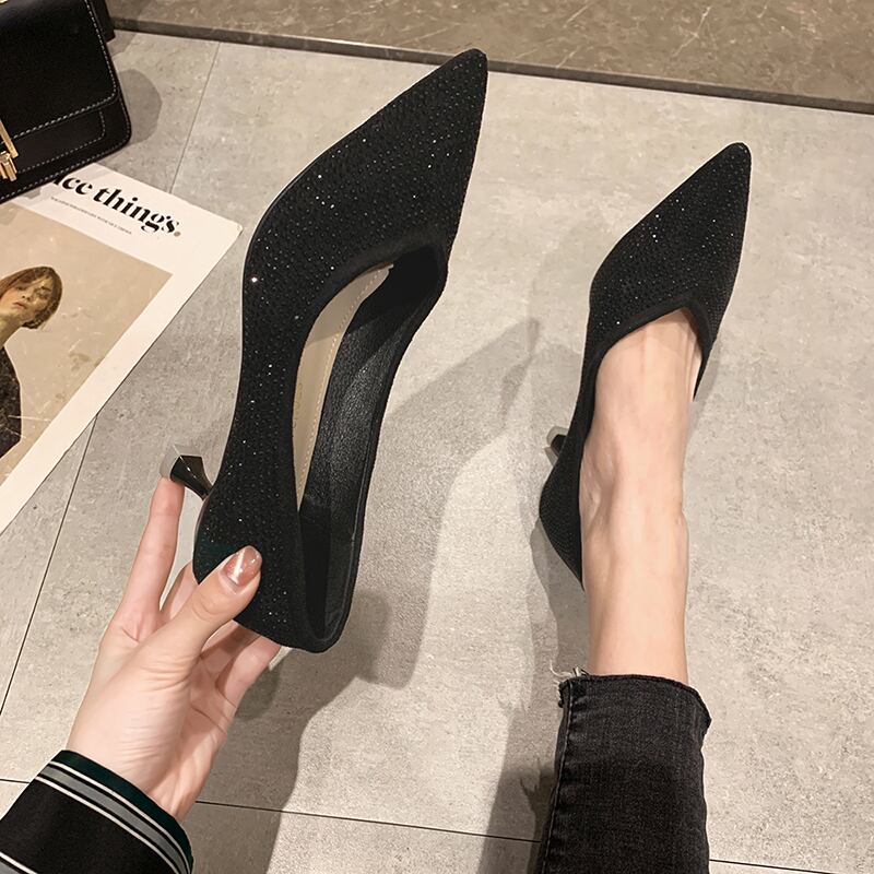 ヒールスプリングラインストーン 靴 シューズ 春物 フェイクシューズ11206598449