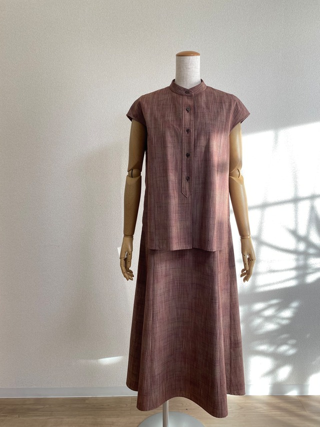 シャンブレー調シャツブラウス