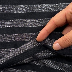 ★NM083◆2m◆訳あり◆ラメ入りフライスニット生地◆ボーダー