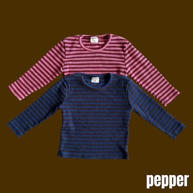 韓国子供服 / PEPPER / 26Autumn / ピッピ ボーダーTシャツ / 秋服 *XS~XL *