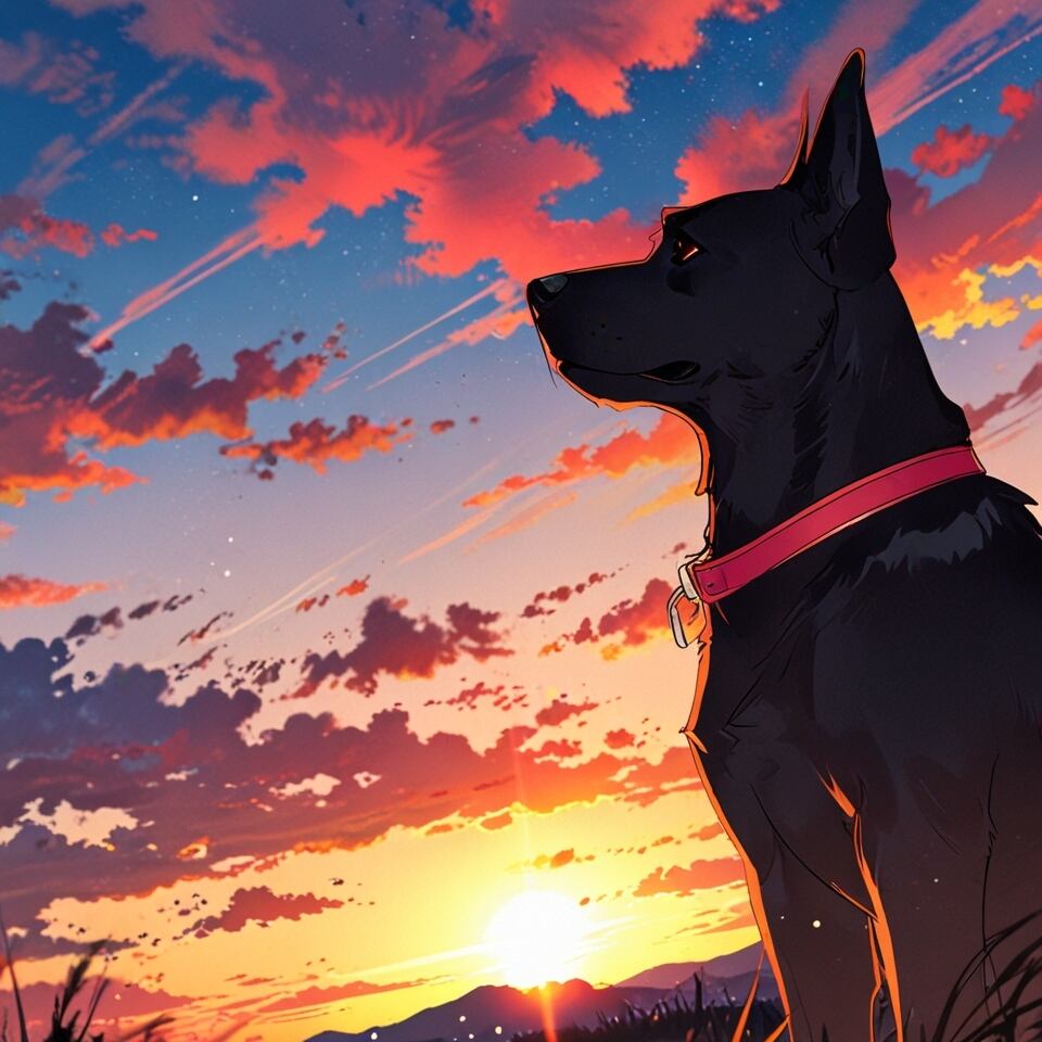 空を見上げる犬【AIイラスト】（20枚セット） | ImaginaryStock