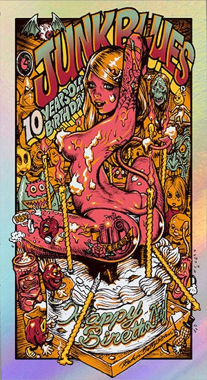 【JUNKBLUES 10th Anniversary 復刻 2026 version by Rockin’JellyBean 】 Silk screen print poster (Valiant) 　シルクスクリーンポスター