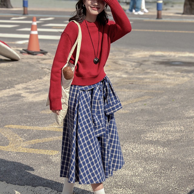 drop shoulder pullover knit　J00002