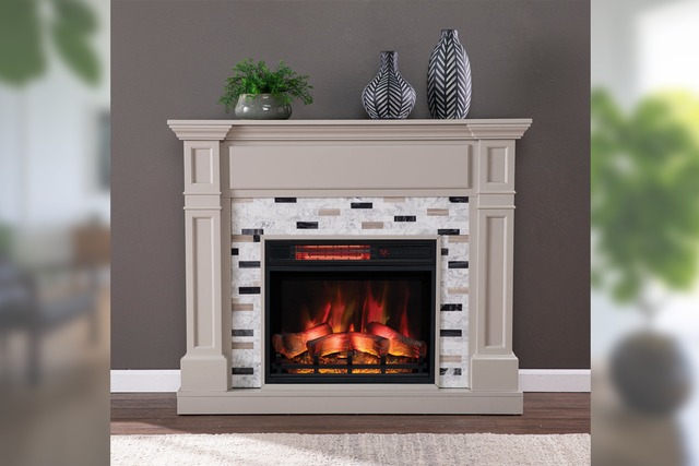 23インチ 遠赤外線３D電気暖炉 ビルクオーバー グレー＆ブラック・グレー・ホワイトマーブル / ロイドグランデ / 送料、開梱・組立・設置無料 / LLOYD GRANDE / ハイグレード電気暖炉シリーズ