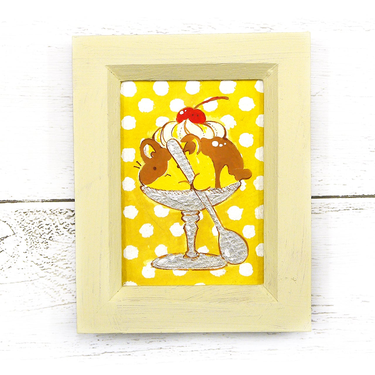 アクリル画 原画 「ホワイトクリスマス07」額縁付 F3サイズ キャンバス