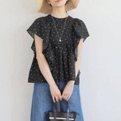 フリルスリーブ ドット柄 ブラウス 全2色 00070