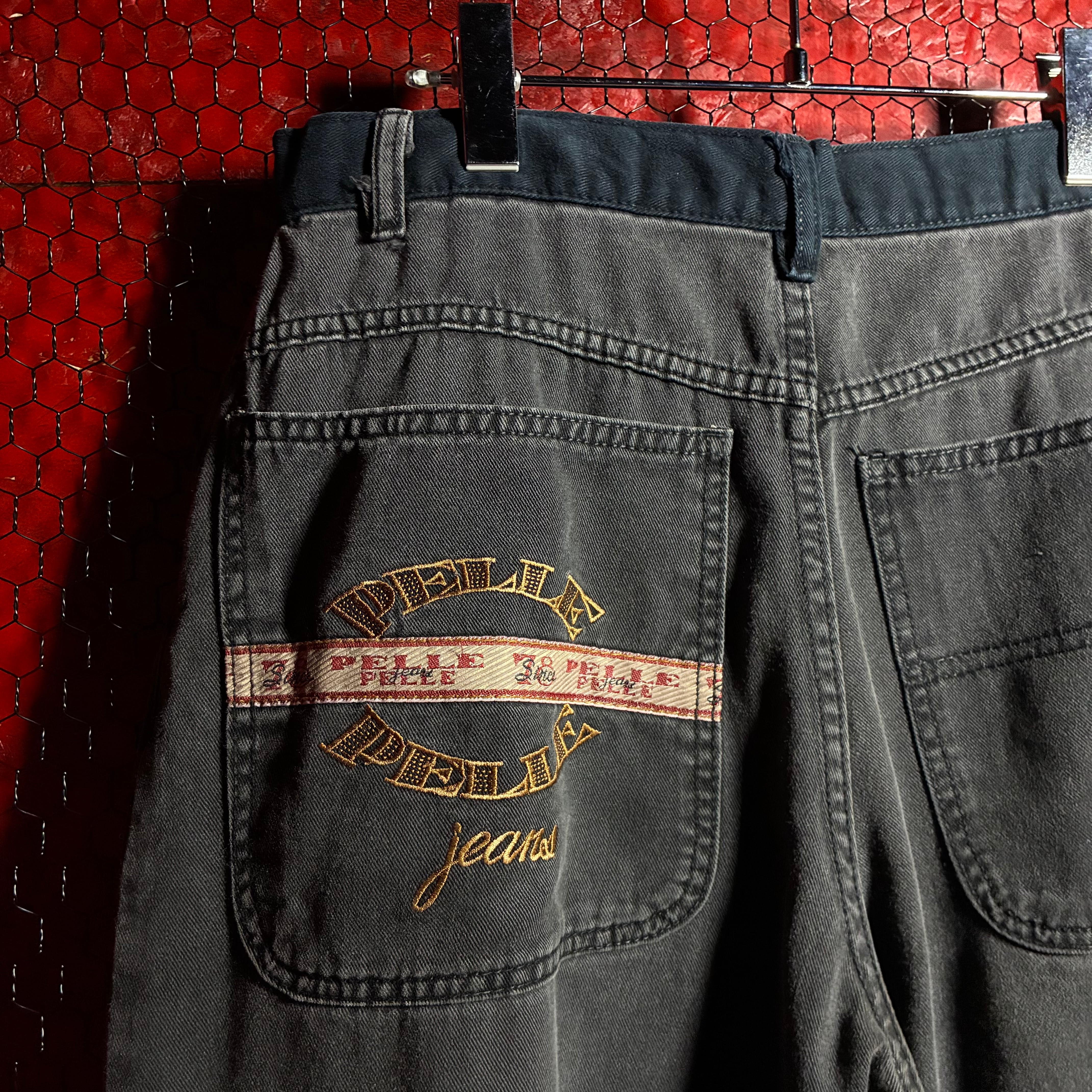 PELLE PELLE Hip Hop ブラックデニムショーツ 膝下 W36 ペレペレ