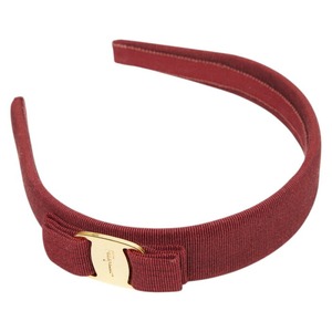 サルヴァトーレフェラガモ ヴァラリボン カチューシャ ヘアアクセサリー レッド キャンバス レディース Salvatore Ferragamo 【中古】