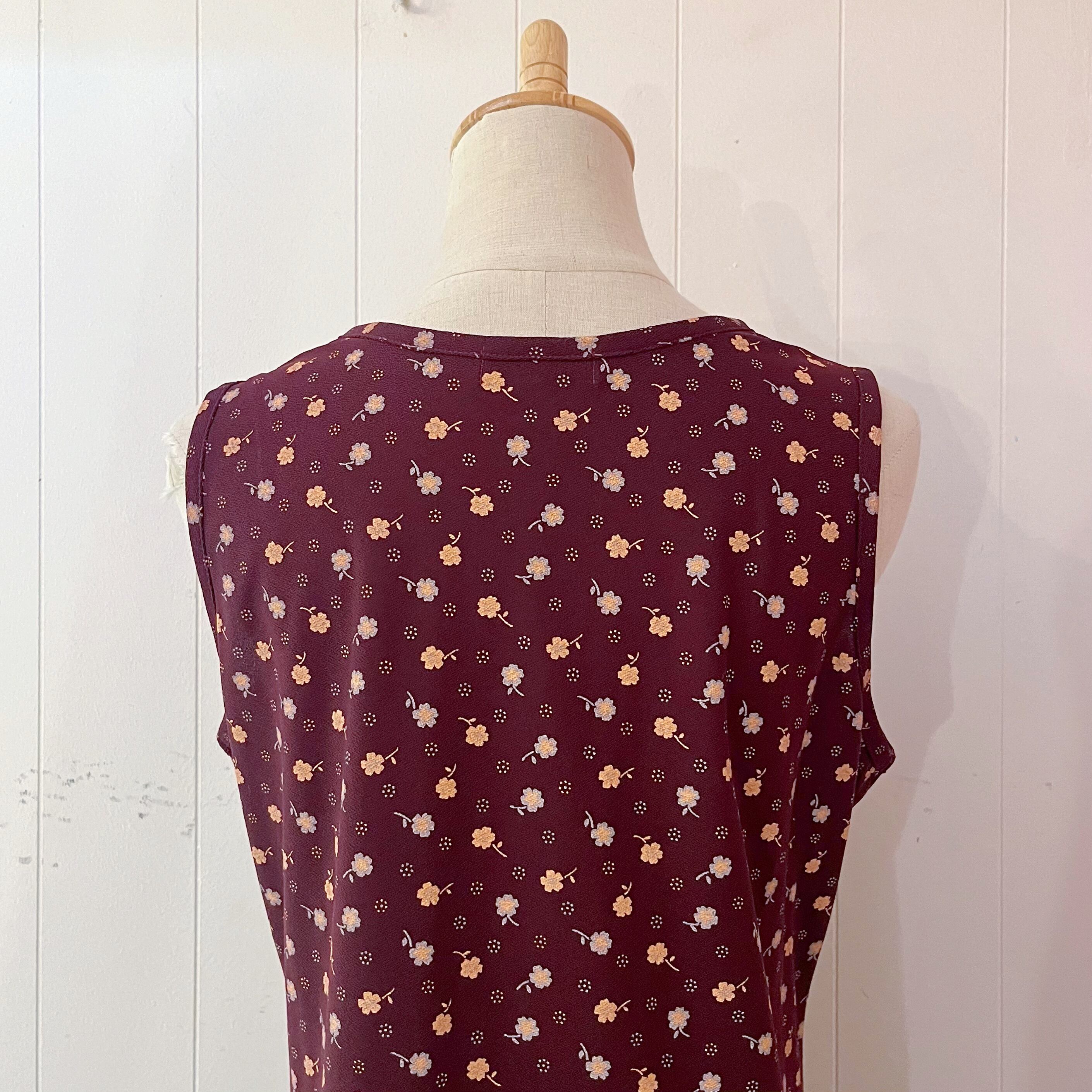 bordeaux flower sleeve less one-piece