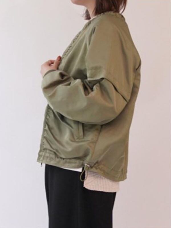 33℃　dn601kn316　デザインギャザークルーネックzip bz