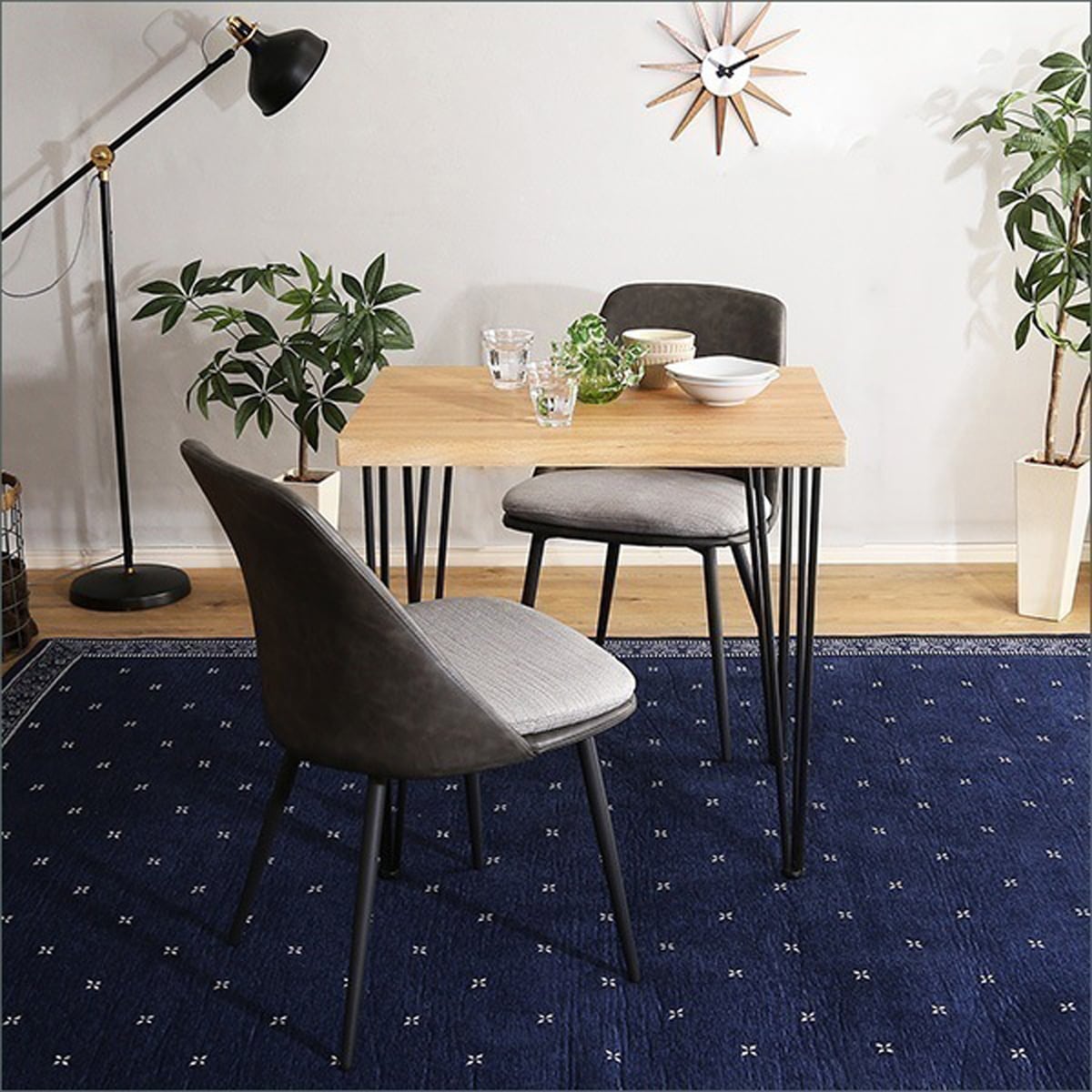 ダイニングテーブルセット テーブル チェア 2人掛け スチール脚 オシャレ 3点セット カフェ