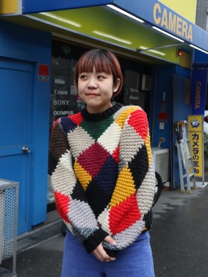 Wool design knit sweater【7258】