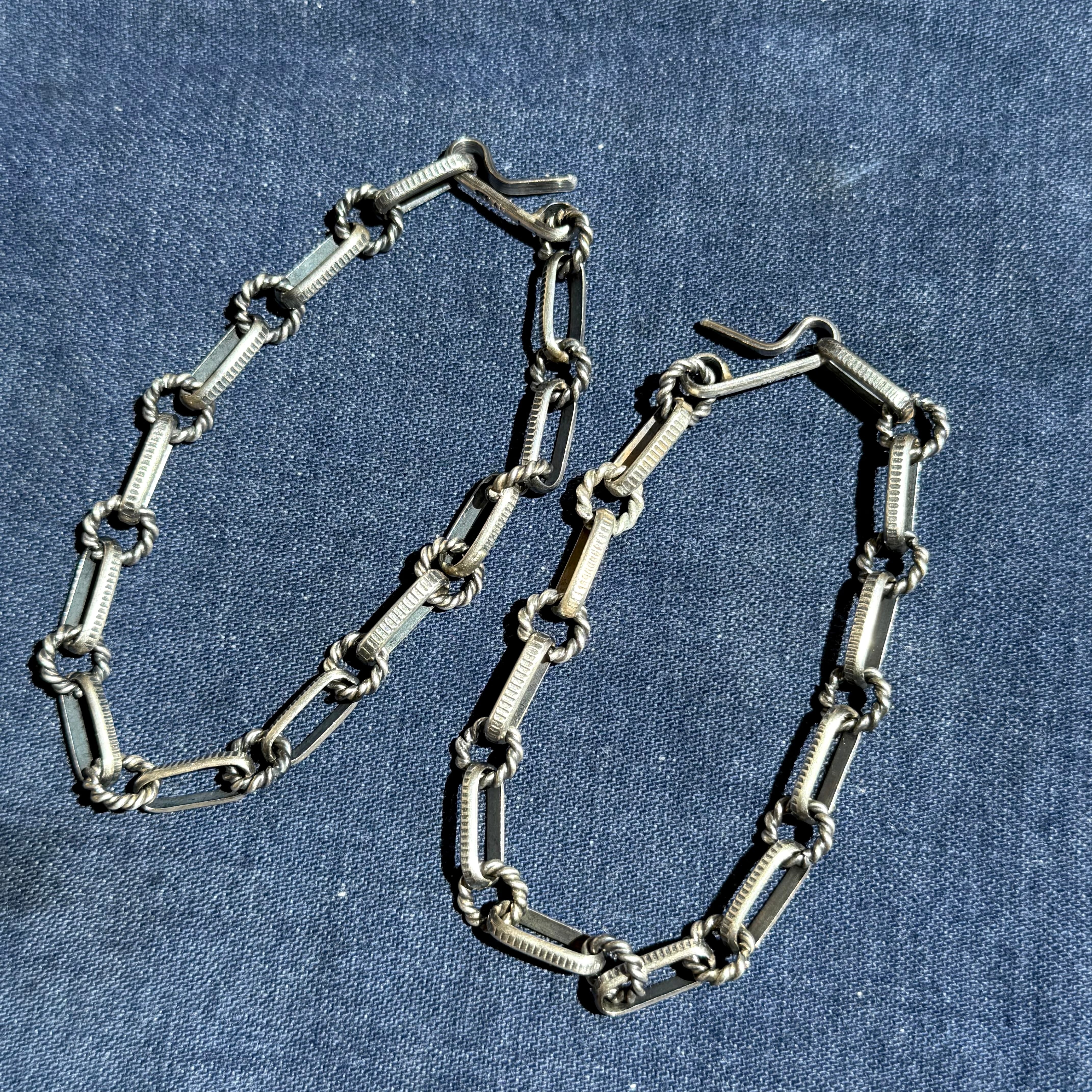 Navajo Chain Bracelet （Half Round Stamped Link） Size M ナバホ