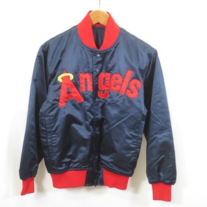 80s 90s MLB エンジェルス サテン スタジャン アワードジャケット sizeM/mizuno　0904