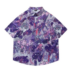 【UNISEX】OIL PAINT PRINT SHORT SLEEVE HAWAIIAN SHIRT M-18059