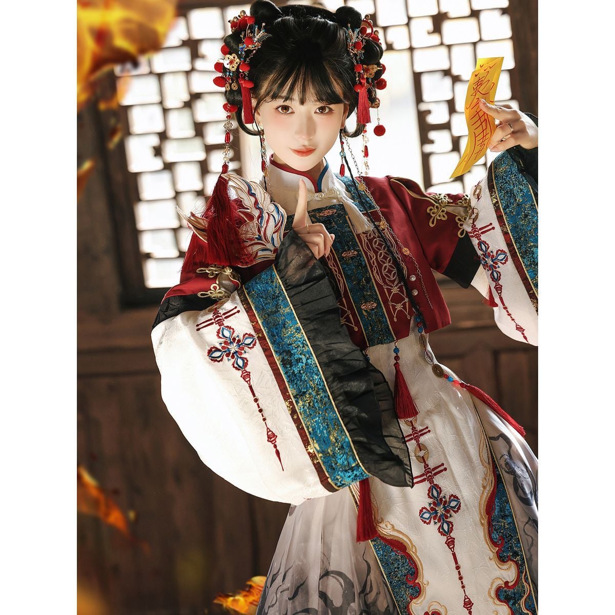 朱札の陰陽姫チャイナ風セットアップ | Maiden's Rêve