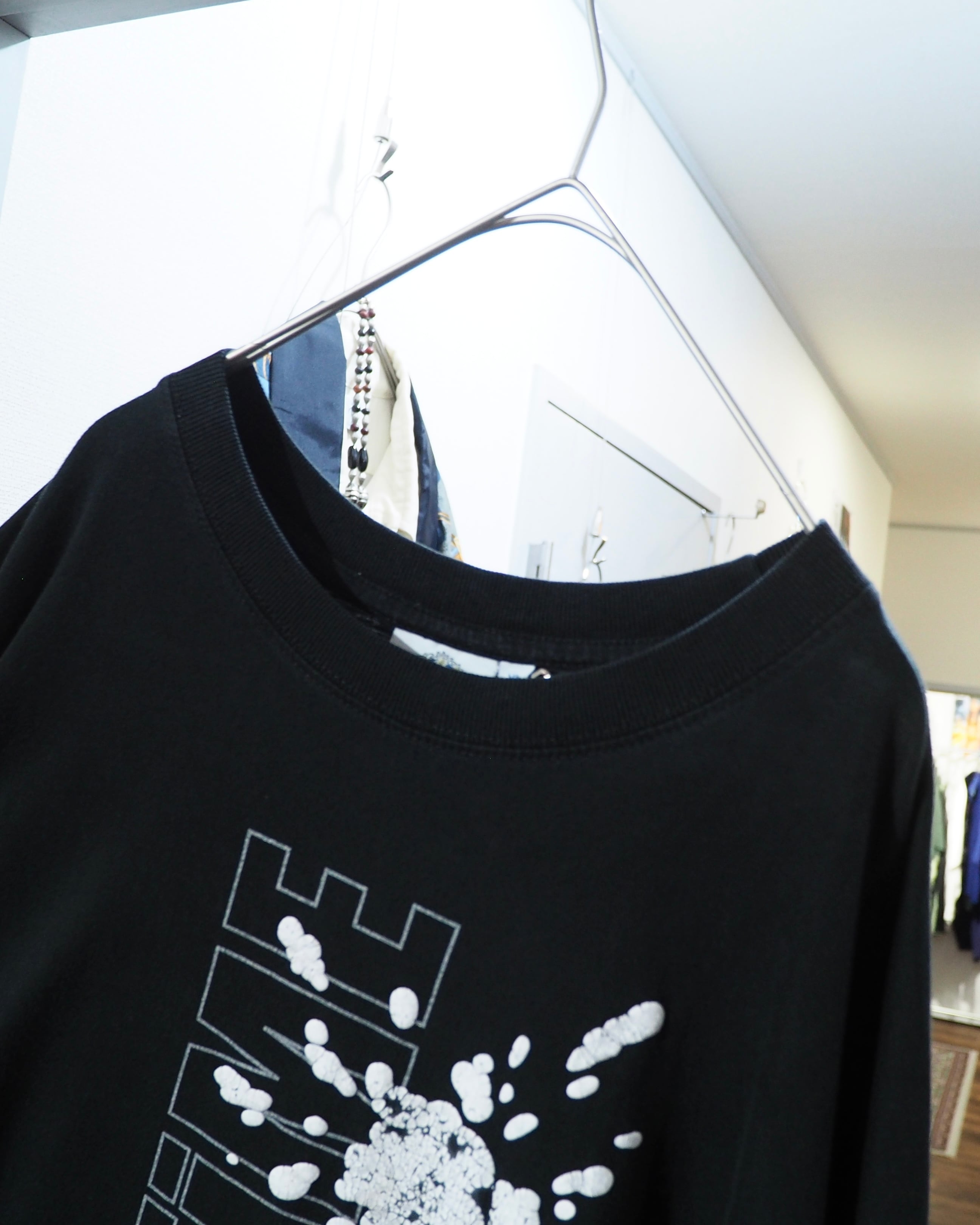 White Cracks × Puff printed Black SS Tee