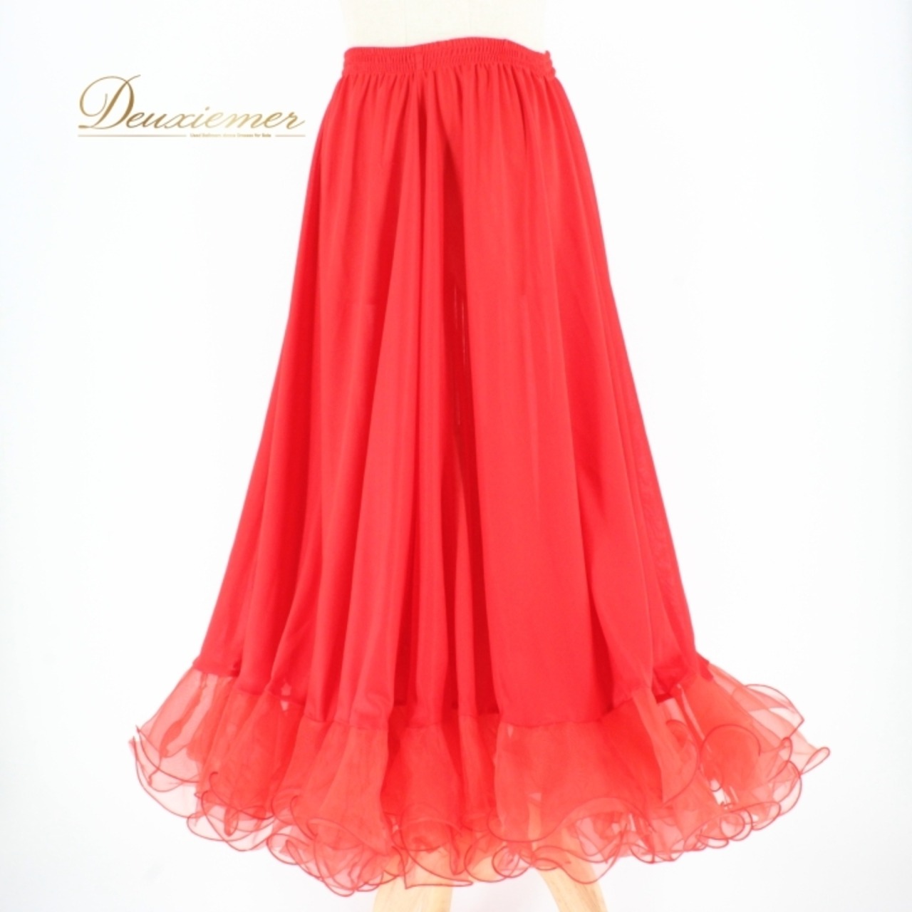 社交ダンス 衣装 スタンダード スカート パニエ ペチコート 赤 prima boutique プリマブティック レッド系 無地 派手 差し色 フリル レディス ダンス スカート フェスティバル用 活動着 パーティー キャバ ドレス おしゃれ フリルスカート 軽量 お手入れ簡単 薄手 伸縮性 身体にフィット ヘビロテ お得 プリマブティック商品