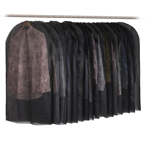 【在庫処分】アストロ 衣類カバー ブラック ショートサイズ 60×100cm 16枚組 洋服カバー スーツカバー 衣装カバー 収納カバー 通気性の良い不織布製 下部開き仕様 埃除け ジャケット 礼服 喪服 冠婚葬祭 クリーニング後の衣類の保管に 防塵 カット可能 605-18