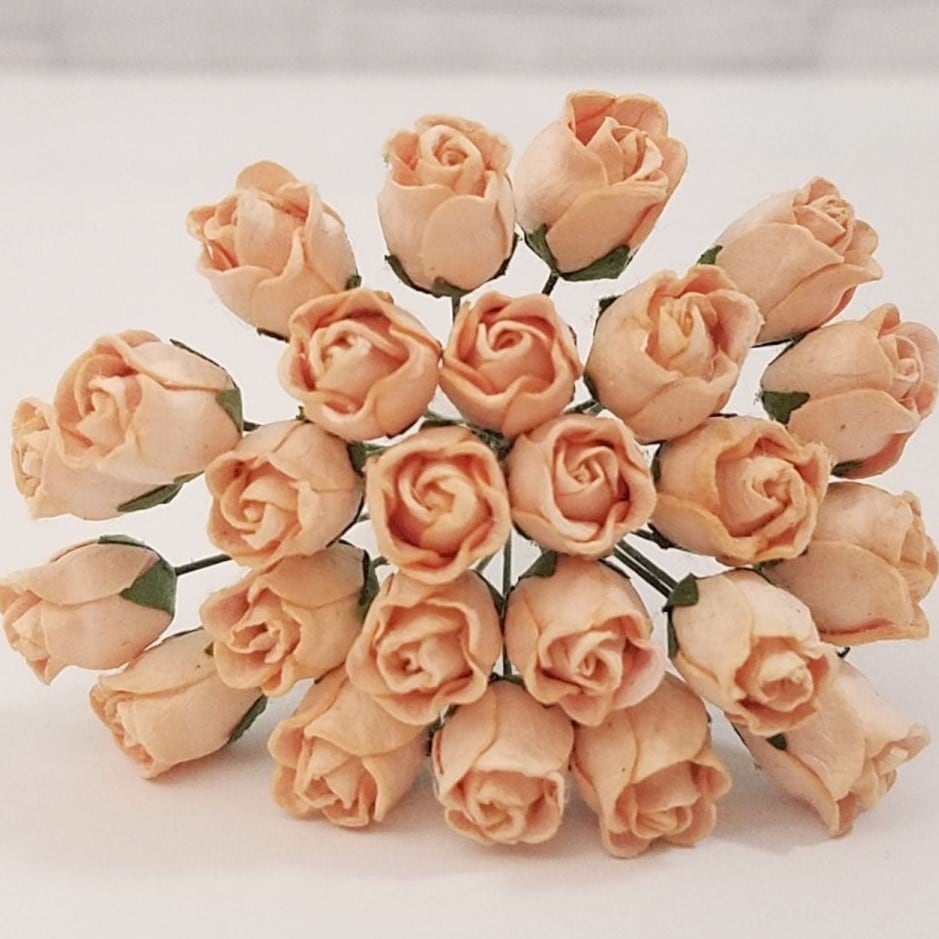 バラのぷっくりつぼみ 約8-10mm（サーモンピンク #135）25本 ミニ造花