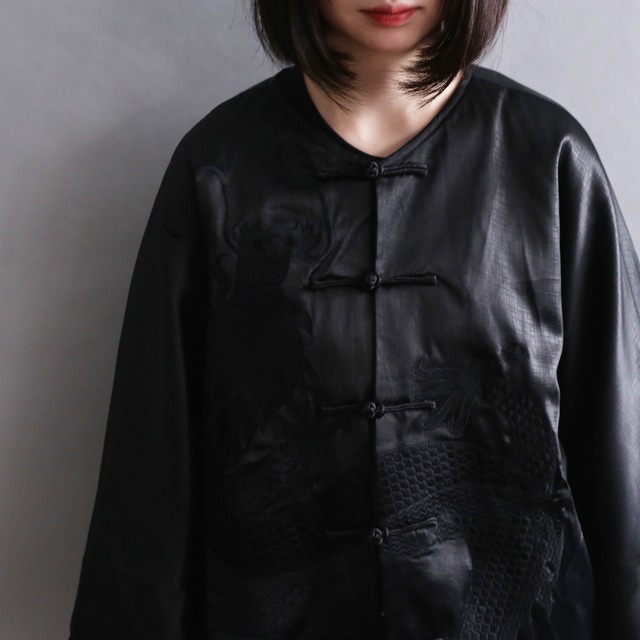 black dragon motif dolman sleeve china shirt jacket 