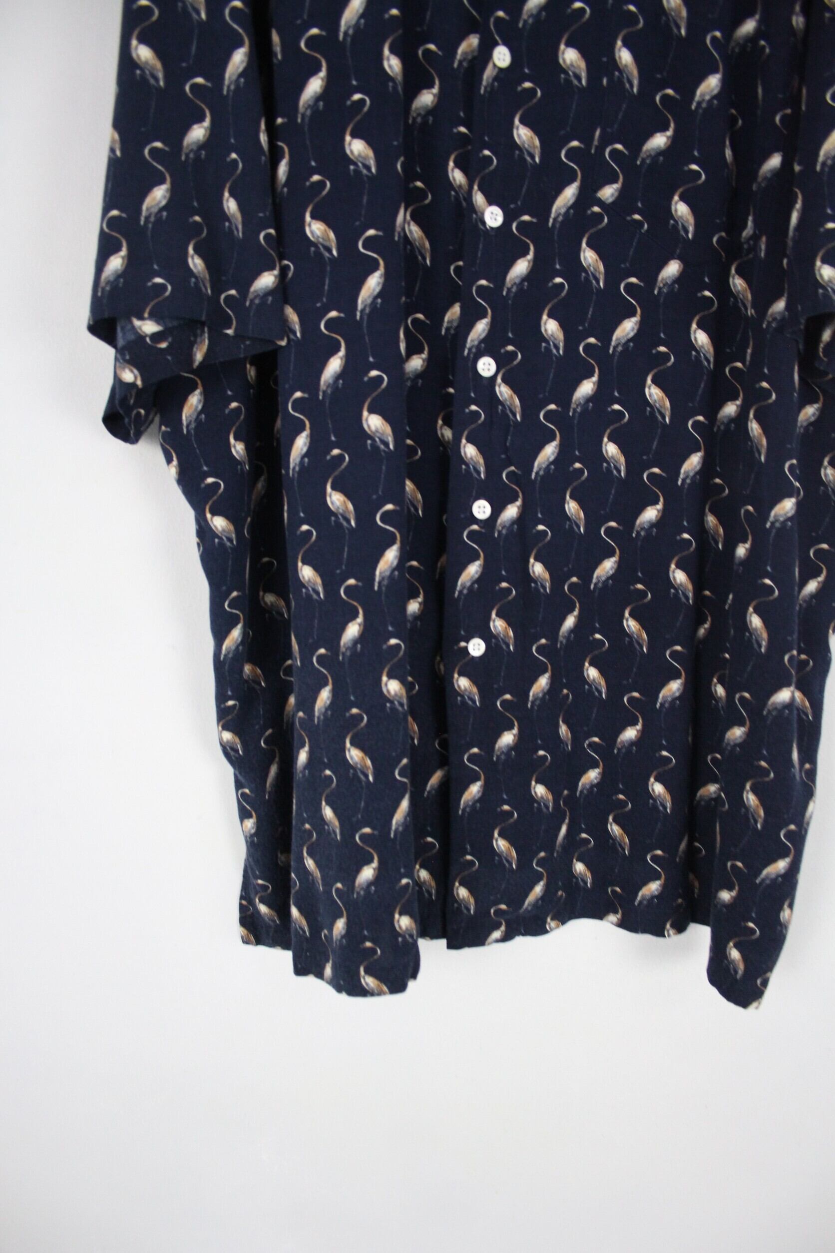 Polo by Ralph Lauren S/S 100%レーヨン フラミンゴ 総柄オープン