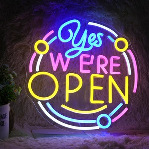 【在庫のみ】Yes We are Openネオンサイン LED壁の装飾のためオープンネオンライト 調光可能 ネオンライトサイン USB電源 ライトアップ オープンネオン看板 ストア レストラン バー パーティー装飾オープンサイン(12.8 '' * 12.8 '') ネオン002