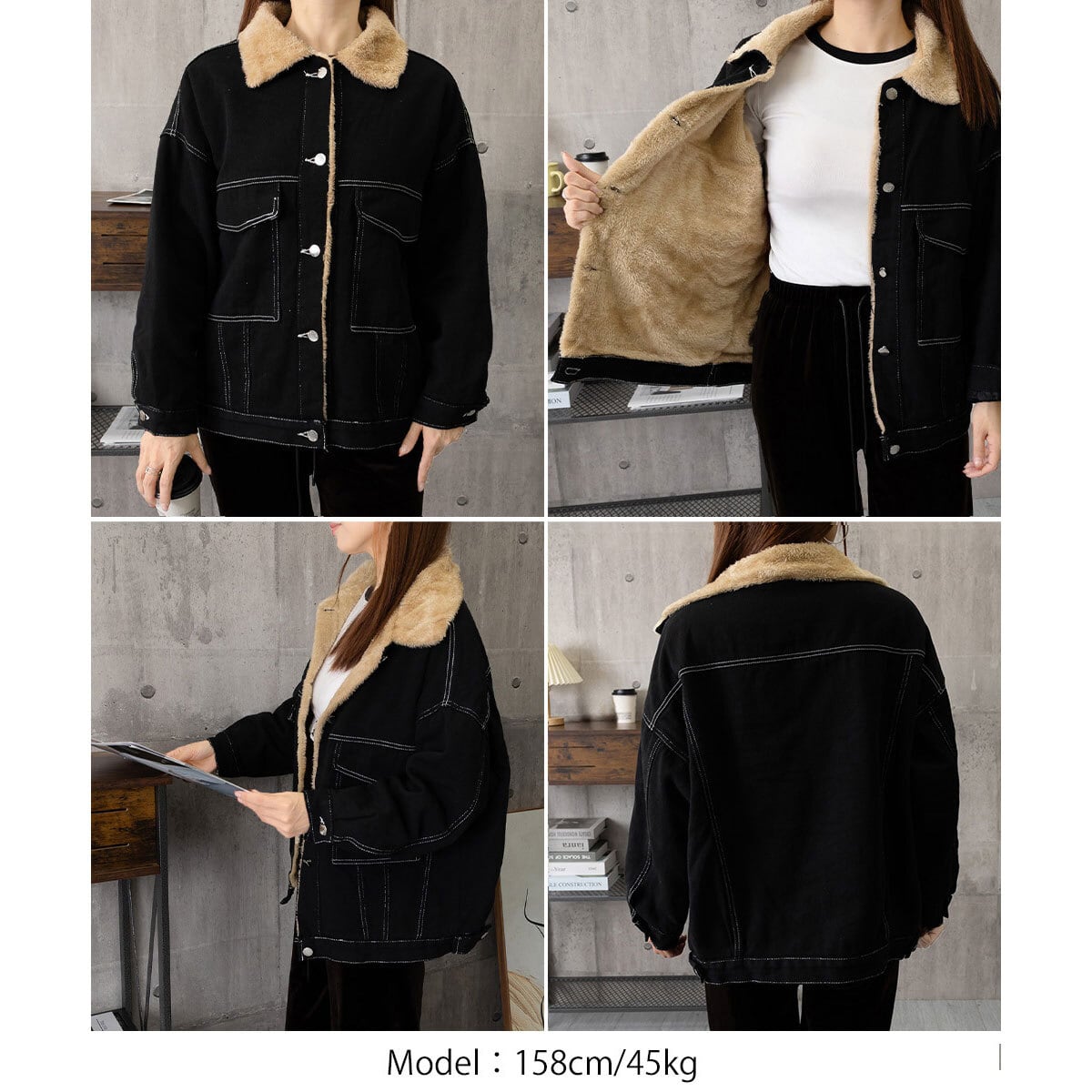 デニム ジャケット 裏起毛 レディース 秋冬 韓国 アウター 防寒 保温 暖かい 大人 カジュアル ストリート アメカジ ステッチ ブルゾン Gジャン 裏ボア ゆったり 大人可愛い 大人女子