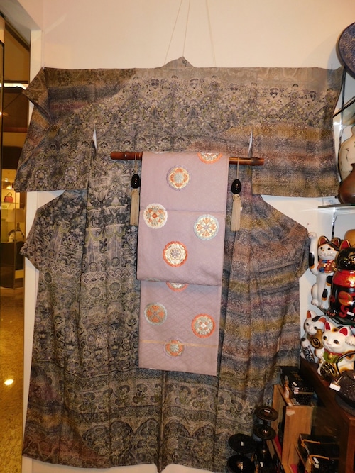 京更紗小紋着物 silk Kimono