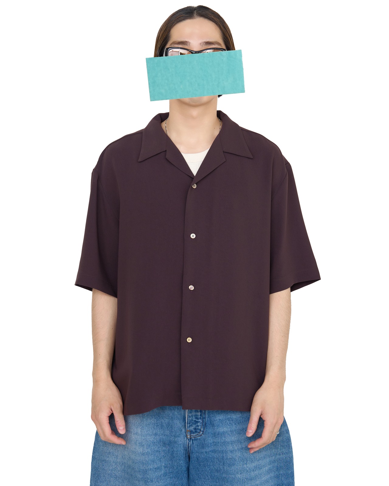 ROTOL "Fluid Open Collar Shirt 〔BROWN〕"