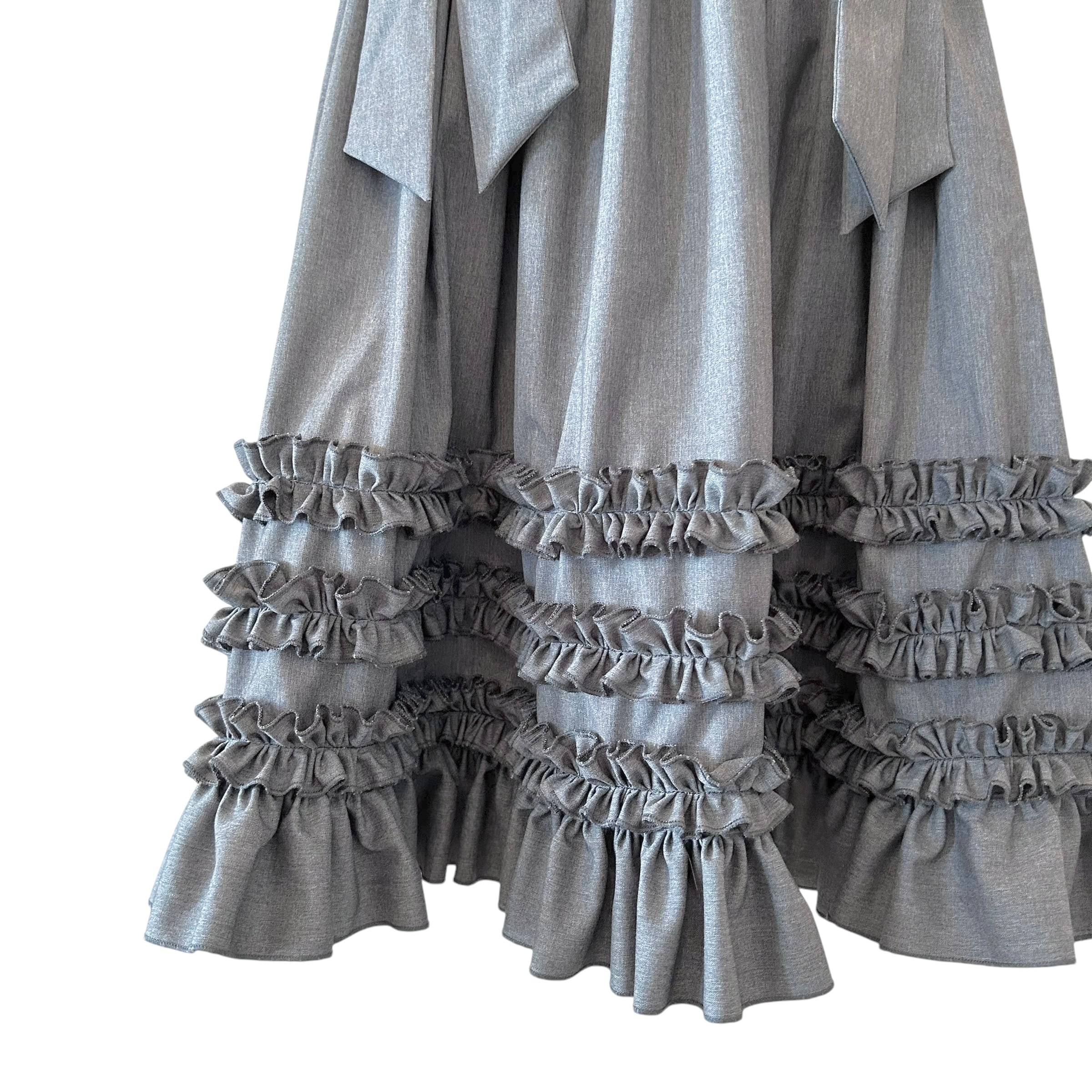 リボンフリルジャンパースカート GRAY