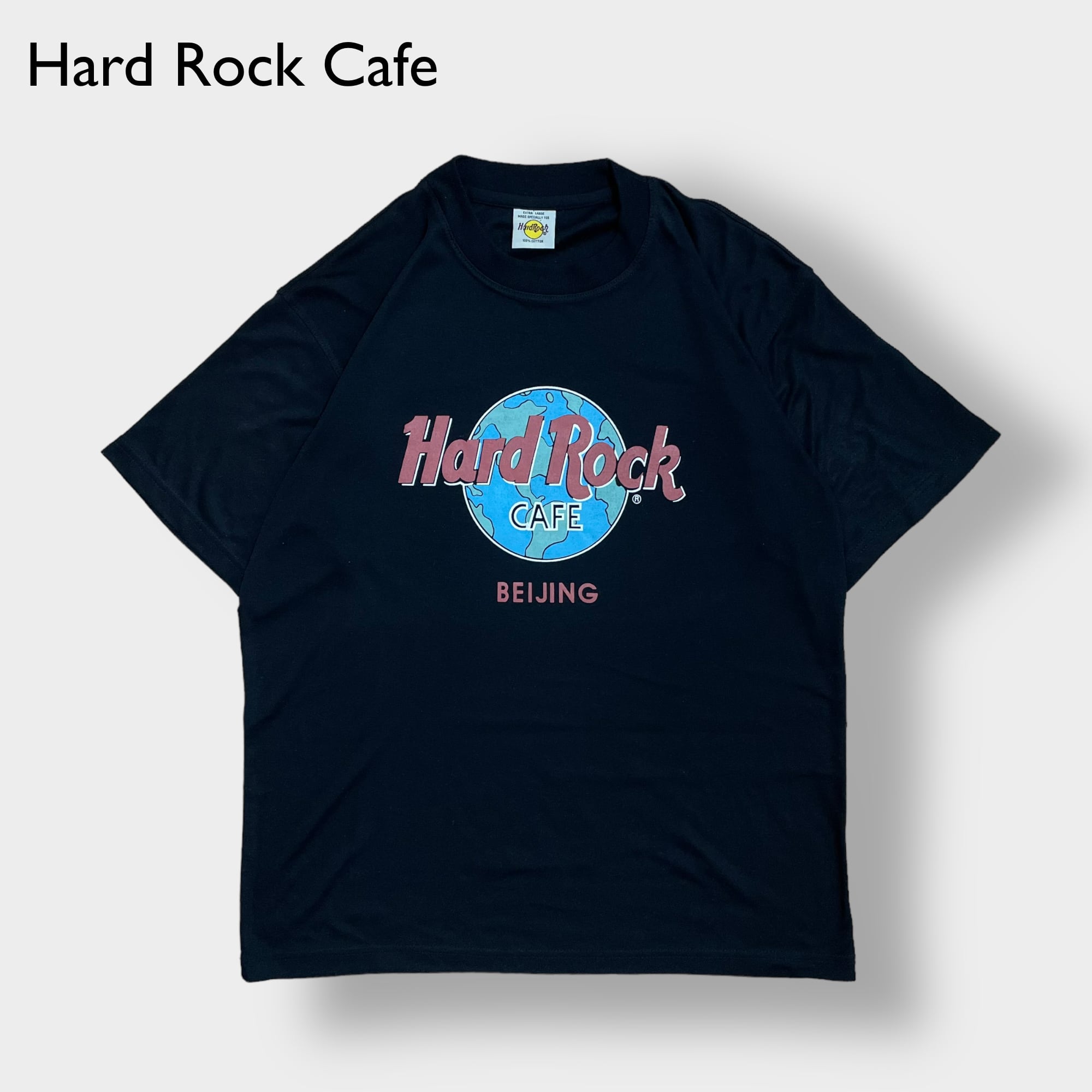 ハードロックカフェ ネイビー プリント メンズ 3XL 古着 半袖 Tシャツ