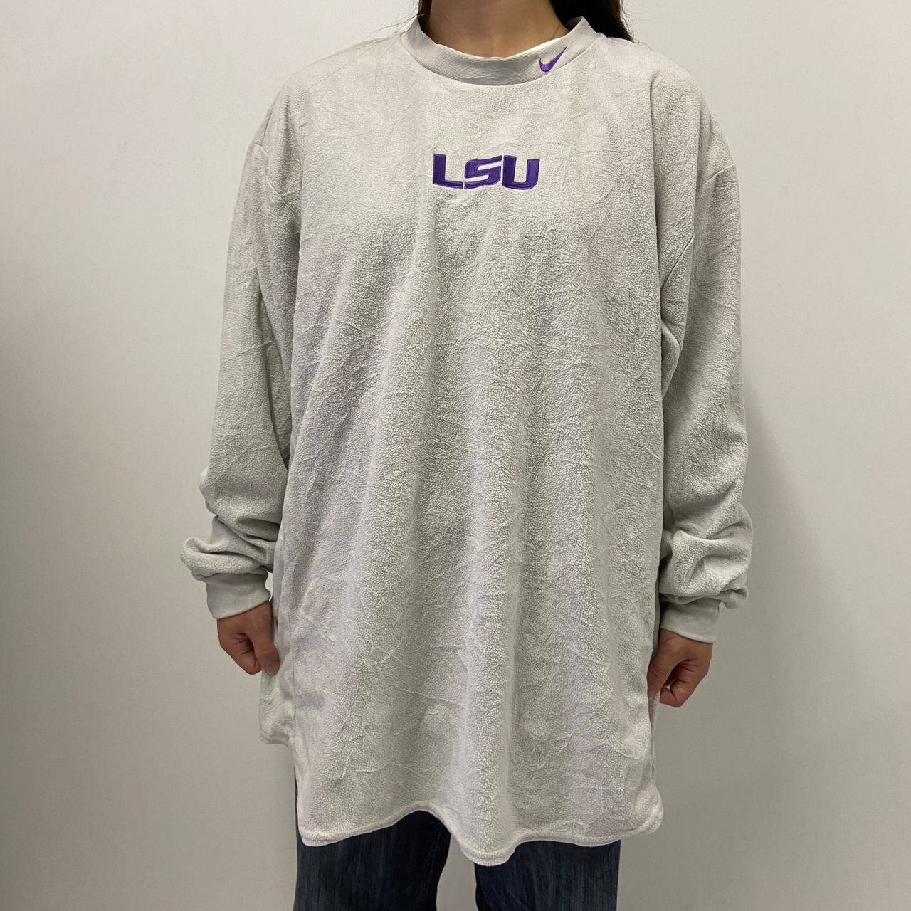 NIKE ナイキ スウォッシュ LSU ロゴ刺繍 フリーストップス メンズL 