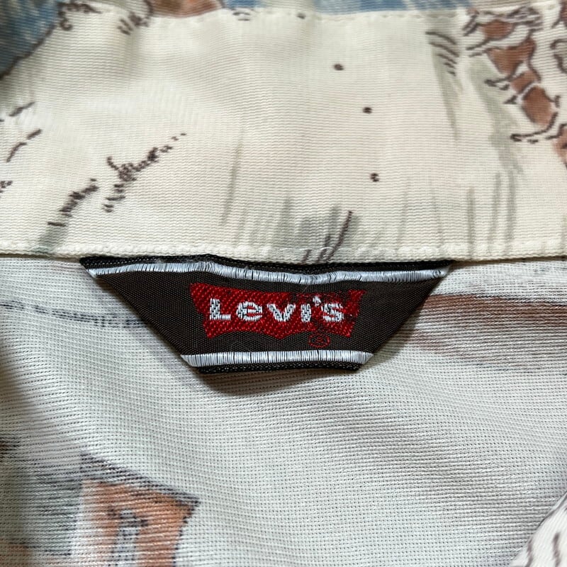 70's Levi's リーバイス 総柄シャツ 西部開拓時代柄 ポリシャツ