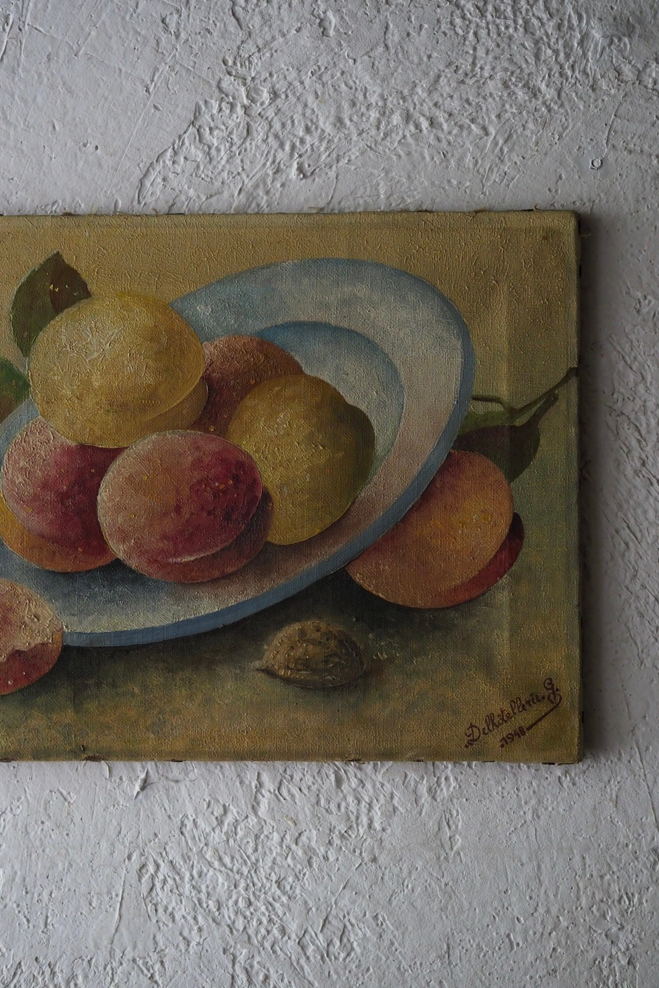桃を描いた静物画-vintage oil painting | アンティーク.ヴィンテージ