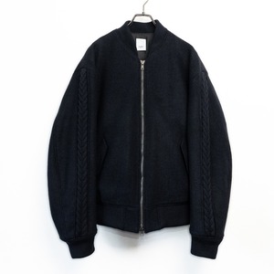 Wool felt cable flight jacket / Dark navy