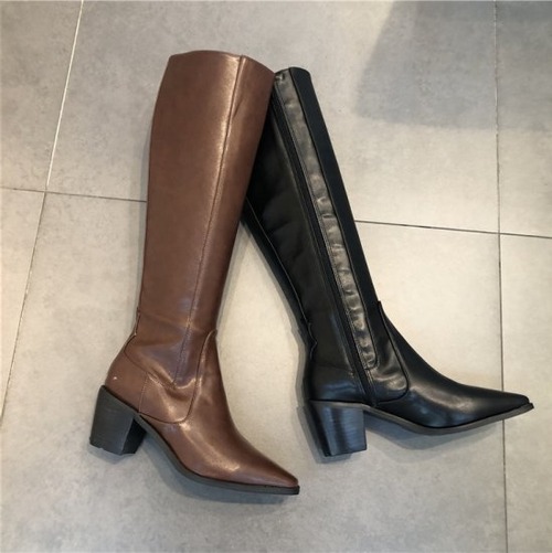 ロングブーツ レディース 大きいサイズ 太ヒール ジョッキーブーツ ニーハイブーツ 無地 シンプル 美脚 ロング丈 ゆったり 通勤 デート 女子会 お出かけ 10代 20代 30代 40代 春秋