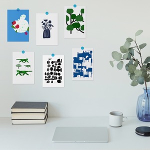 ミニマイニモ　ポストカード6枚セット　フレッシュブルー｜植物　動物　家