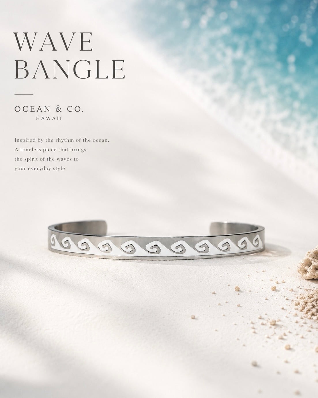 ❣️☆最新作☆❣️S.Steel Water wave bangle ~White sand ~