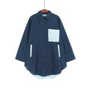 STRIPED PANEL SHIRT DRESS LONG SLEEVE M-14540