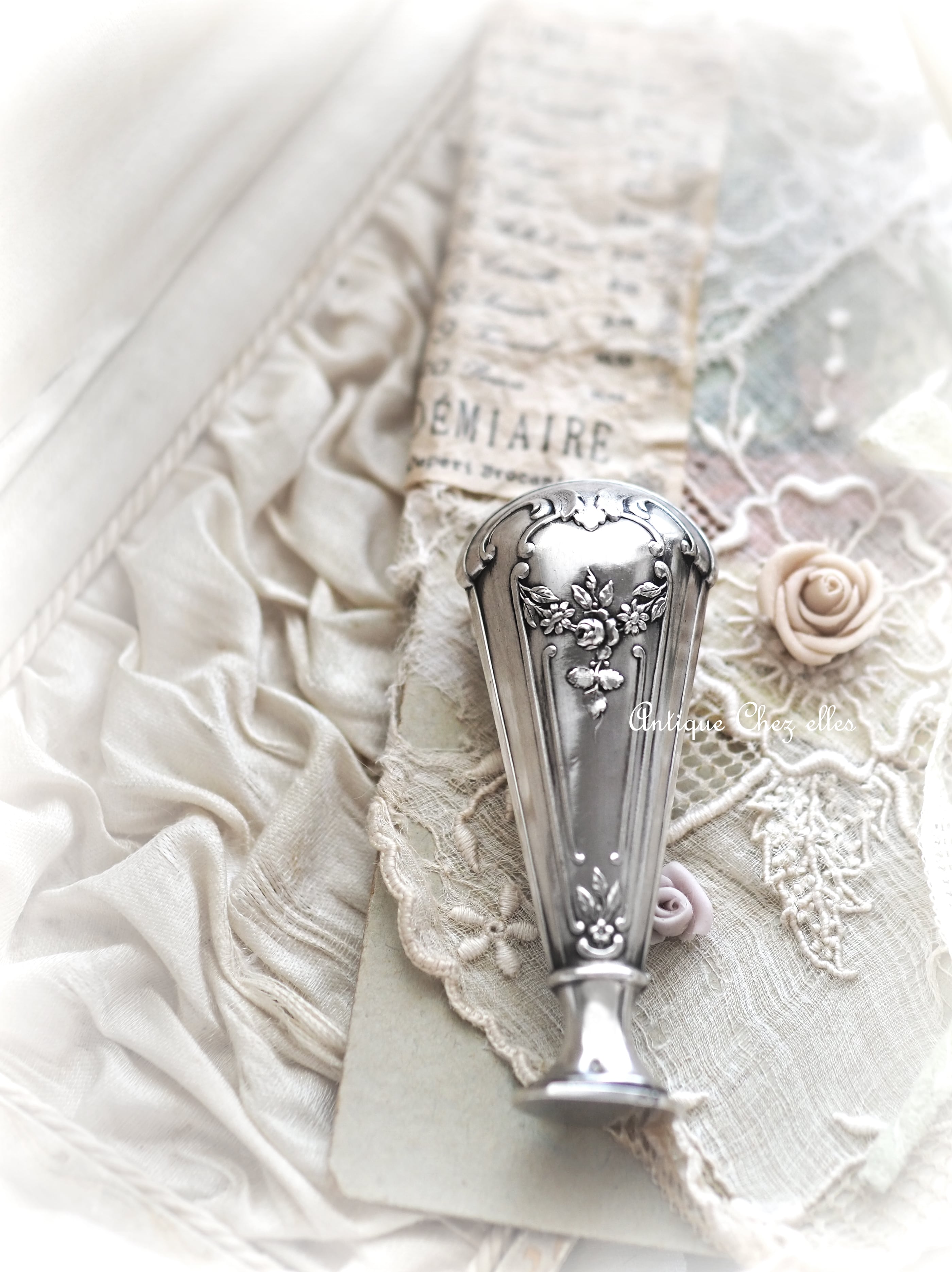 純銀製 バラのガーランド模様のシーリングスタンプ