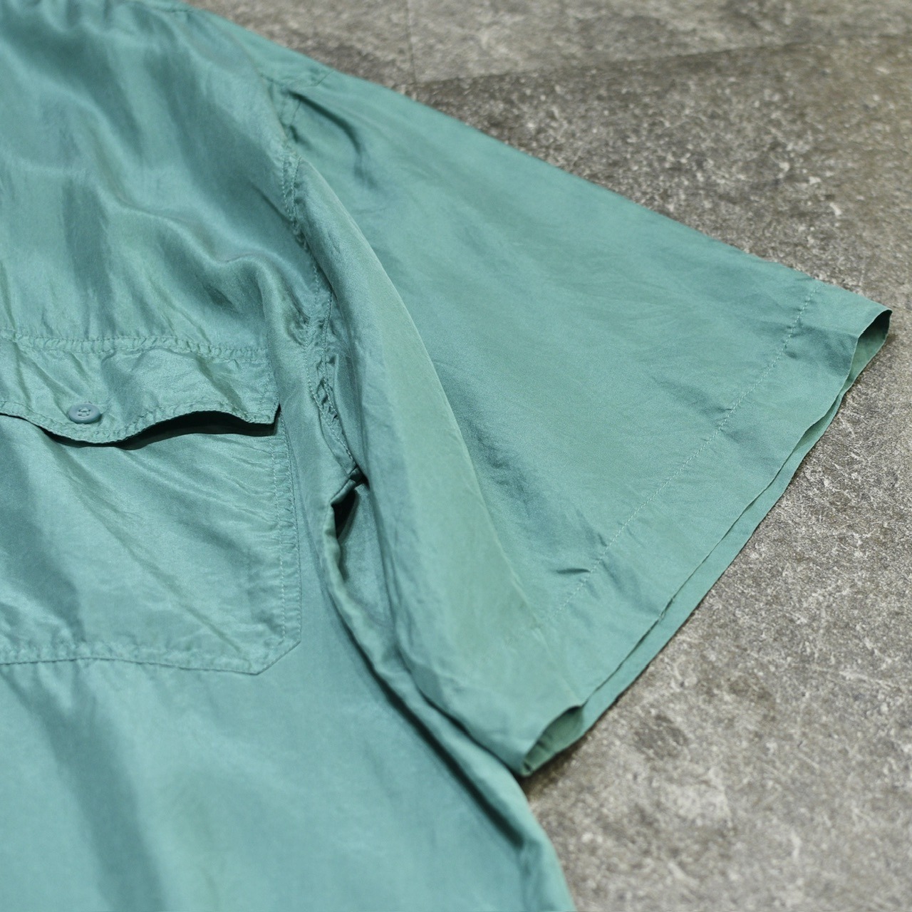 double pocket green silk shirt