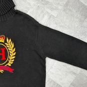 【極上】トミーヒルフィガー タートルネックニット 90s ロゴ刺繍 神配色 美品