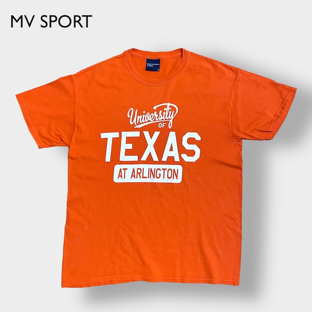 【MV SPORT】カレッジロゴ テキサス大学 プリント Tシャツ UNIVERSITY OF TEXAS 半袖 L オレンジ US古着